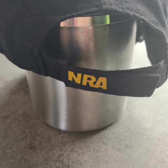 NRA National Rifle Association Hat Black Yellow Logo Adjustable Cap USA Flag 2A - Picture 3 of 4